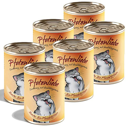 Bio Katzenfutter | Buntes Bio-Fleischtöpfchen | mit Qualitätsgarantie | Natürlich ohne Chemie | Machen Sie Ihre Katze glücklich! | 400g (6X 400g)