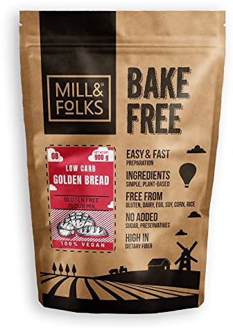 Mill & Folks Bake-Free Low Carb Golden Bread Flour Mixture 900g | Vegan & Gluten-free