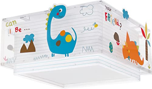 Dalber Deckenleuchte für Kinder Dinos Dinosaurier Tiere, Deckenlampe Kinderzimmer, 73456, E27