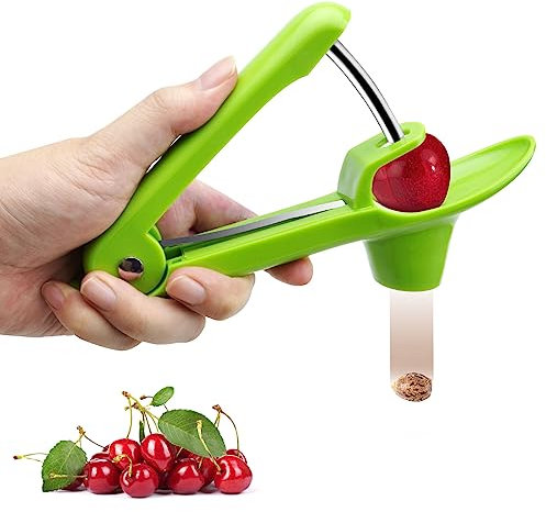 VOSSOT Snocciolatore di ciliegie o snocciolatore di ciliegia professionale o rimozione di semi, utensili da cucina per rimuovere rapidamente le pietre di frutta (verde)