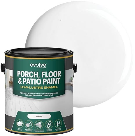 EVOLVE Porch & Floor Paint (White) 1-Gallon – Durable, Scratch-Resistant, Multi-Surface Interior & Exterior Floor Coating, Low VOC, Fade & Weather Resistant