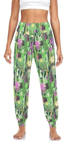 Anantty Damen Yogahose Kaktus Kakteen Druck Haremshose Dance Hosen Harem Yoga Pilates Hosen