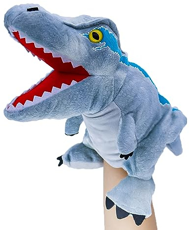 lilizzhoumax Plyschleksaker Velociraptor handdocka simulering plyschleksak dinosaurie realistisk docka, söt rollspel, interaktiva pedagogiska leksaker för barn, djurleksaker
