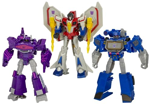 Transformers Decepticon Commander 3-Pack of 5-Inch Robot Action Figures for Boys and Girls, Starscream, Shockwave & Soundwave, Interactive Toys for Kids Ages 6 and Up (Amazon Exclusive)