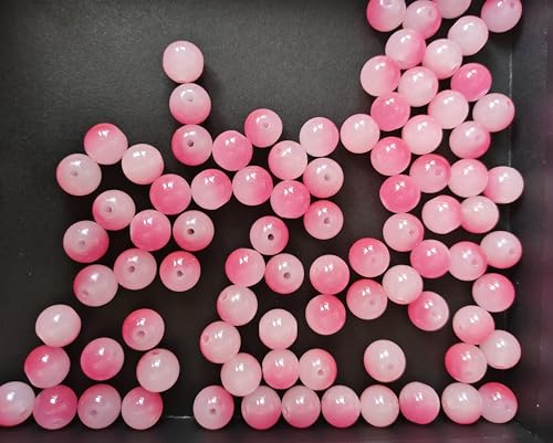 BOBOZHONG Perlas Rosa,100 Piezas Bolas para Pulseras Cuentas de Vidrio Perla Holgada de Perla Suelta para la producción de Joyas de chaetting (10 mm)