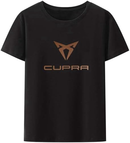 Camiseta con logo de coche de la marca Jinghui para hombre, con estampado, cupro, logo, cuello redondo, mangas cortas, todo tipo de temporada, casual, top fresco, camiseta, Negro , M
