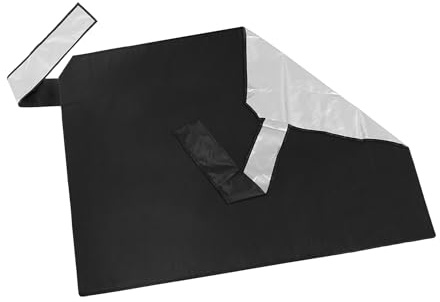 A ABSOPRO Magnetic Strap Car Rear Windshield Cover Sunshade Protection | 210T Polyester, Black, Silver Tone, 144cm / 56.69, 112cm / 44.09