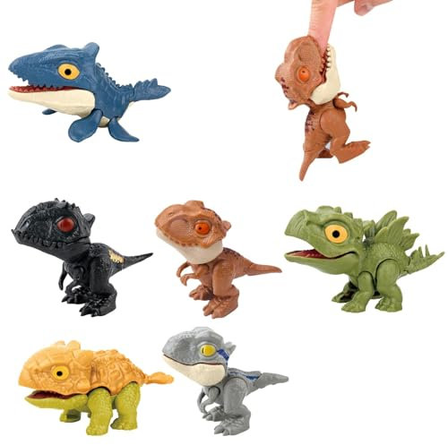 JOZMMZEOOA Dino Biss Finger,6 Stücke Dinosaurier Figuren Realistische Mini Dinosaurier Figuren Interaktives Jurassic World Fingerpuppen Kinder Schnapp-Dinosaurier-Spielzeug,für Kinder Jungen Mädchen