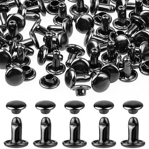 DWFEYOI - Juego de 200 remaches de cuero con doble tapa, remaches de cuero, pernos de presión tubulares, tornillos de metal para manualidades de cuero, jeans, zapatos, chaquetas