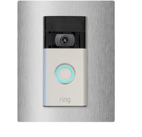 iSecur Placa Compatible con el Timbre de vídeo Ring con batería en Acero Inoxidable | Video Doorbell 2.ª generación, 3, Plus, 4 (2024) | Placa para Timbre | 140 x 175 mm | Placa de estación | az166