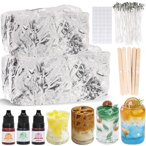 Blingfun 1,5 kg de cire en gelée pour la fabrication de bougies - Cire gel transparente avec haute transparence, longue durée de combustion - Bougies parfumées à faire soi-même, fleurs séchées, océan