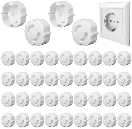 Steckdosen Kindersicherung - 40 Stück Steckdosenschutz zum Stecken, ABS-Material, Steckdosenschutz Kindersicherung, Steckdosensicherungen Baby für Küchen, Badezimmer und Wohnzimmer (Weiß)
