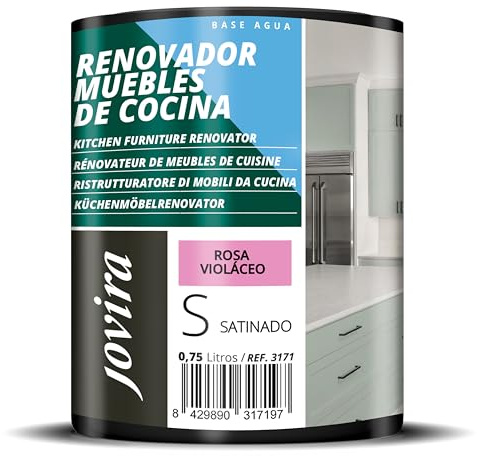 JOVIRA PINTURAS Vernice per rinnovare i mobili di cucina, bagno e porte, satinata all'acqua. (750 Millilitri, Rosa Violaceo)
