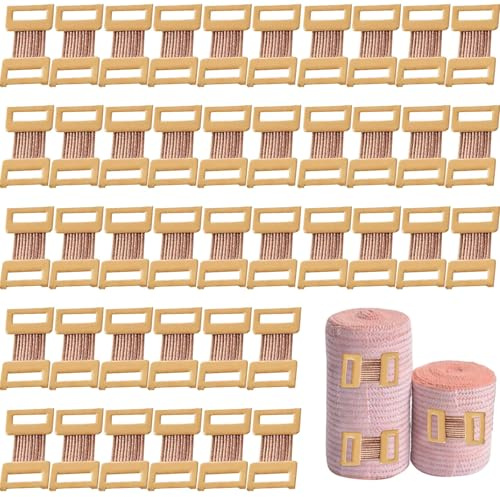 XENQITO 50 Piezas Unidades Clips Elásticos de Metal para Vendajes Extensibles Sujetadores para Vendas de Gasa y Diferentes Tipos de Vendajes