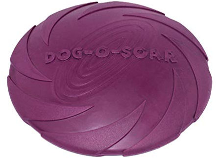 LINNUO Frisbee Hund Gummi Frisbeescheibe Puppy Wurfscheibe Outdoor Training Hundespielzeug Sicher und Ungiftig Hund Scheibe Welpen IQ Training Spielen (Violett,M)
