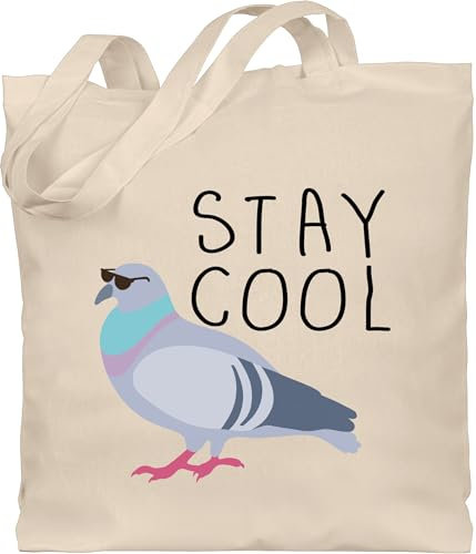 Baumwolltasche - Sprüche Statement - Stay Cool - Unisize - Naturweiß - stofftasche mit spruch statements taube stoffbeutel geschenke für taubenzüchter sprüchen￼ tauben jutebeutel geschenk