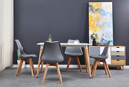 GrandCA HOME Juego de Muebles de Comedor Mesa de Comedor Cuadrada con 4 Sillas de Cocina Tapizadas para el Hogar, Oficina, Cocina (Gris)