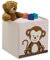 Relaxdays Aufbewahrungsbox Kinder, AFFE, HxBxT: 33 x 33 x 33 cm, Spielkiste Kinderzimmer, Stoffbox, faltbar, beige/braun, 3 x 33 x 33 cm