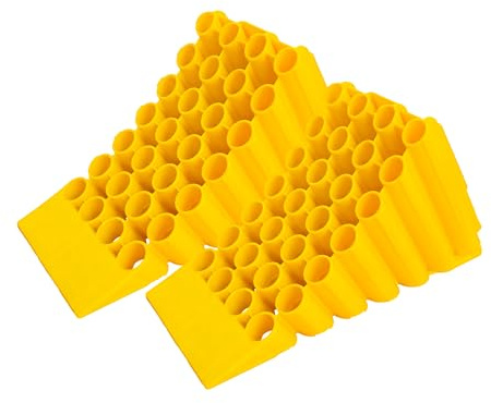 Berry Heavy Duty Wheel Chock with Anti-slip Steel Base | 45x 25CM Plastic Wheel Stop - Yellow | Portable Non-slip Parking Block | Honeycomb Tire Chock for Cars, Commercial Vehicles, Trucks - 2Pcs