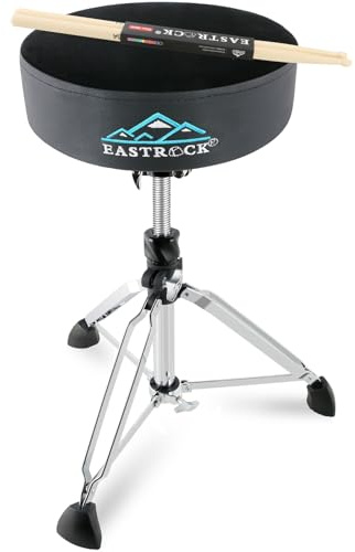 EASTROCK Drum Throne Drum Stools Padded Rotatable Drum Stool Seat,Height Adjustable Drum Chair for Drummer Adult (Black)