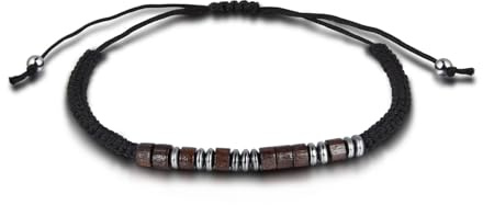 Candyfancy Bracelet en code morse Messages secrets Perles en bois faites à la main Bracelet d'amitié en code Bracelets d'encouragement Bijoux cadeau ajustables pour amis, Adjustable (5 to 8), Bois