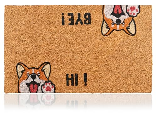 Felpudo Hi-Bye Perro de Fibra Coco - 70x40cm - Felpudos Antideslizantes - Felpudos Originales para la Entrada a Casa, Pasillos, Puertas de Exterior - Accesorios para el Hogar - Material Resistente
