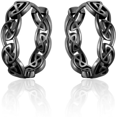 wynn's Ohrringe Schwarz Keltisch - Keltisch Knoten Ohrringe Schwarz Herren - Unisex Keltischer Schmuck für Damen Herren