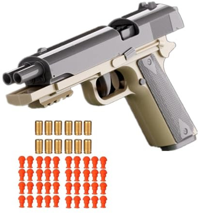 Spielzeug Pistole,Doppelrohr Soft Foam Bullet Blaster Toy,Automatischer Burst,Schaumstoff-Blaster Toy Gun,12+ Kindergeschenke (Braun)