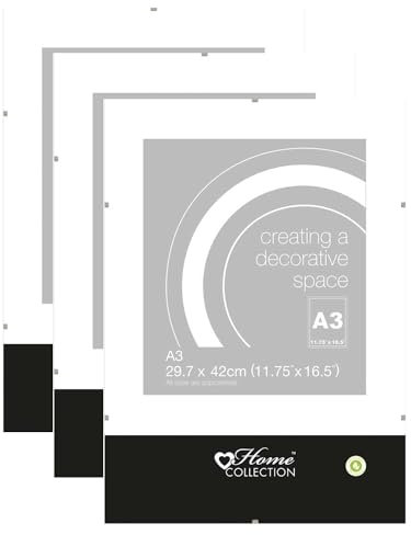 JMS we create smile (Set of 3 A3 Clip Frame with Frameless Perspex Safety Styrene Front Clear for Picture Posters, Certificates Photo Frames - Wall Hanging Portrait & Landscape For Home & Office