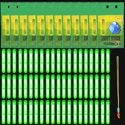 Landrain Lot de 60 bâtons lumineux pour la pêche de nuit, 4,5 x 37 mm