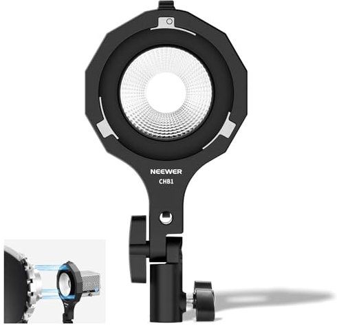 NEEWER Adaptateur de Monture Bowens, Mini Adaptateur de Mont Bowens avec Douille Parapluie, Récepteur 5/8, Inclinaison à 180° Compatible Uniquement HS60B/HS60C Lampe Vidéo Portable, CHB1