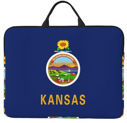 Kansas State Flag stampa Laptop Sleeve Bag per computer portatile 14 pollici, custodia protettiva per il trasporto della copertura del computer