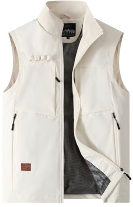 MeiLayM Herren Outdoor Weste Atmungsaktiv Sport Weste Anglerweste Leicht Ärmellos Jacke Sommer Multi Pocket Weste Camping Wandern weiß,3XL