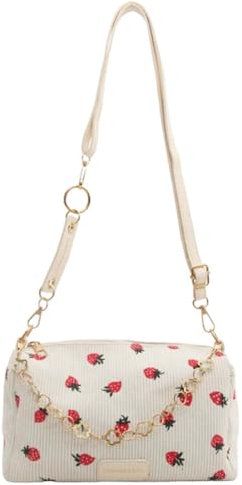 Purs à main à la fraise, sac main Kawaii capacité, sacs bandoulière mignons avec bandoulière réglable, sac fourre-tout pince fermeture éclair fermeture éclair pour voyager de trava