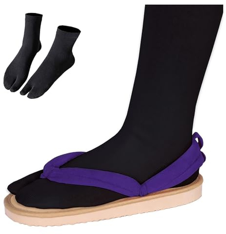WANHONGYUE Sabots Gétas Kochou Shinobu Cosplay Chaussures Tongs Sandales Pantoufles avec Tabi Chaussettes, b, Erwachsene EU 38-39
