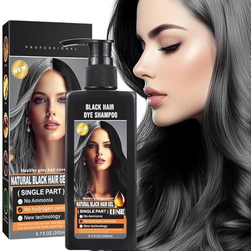 Shampoo tinta per capelli neri istantaneo senza ammoniaca per coprire i capelli grigi, non macchia il cuoio capelluto. Shampoo per neri naturali a lunga durata per uomini/donne (Natural Black)