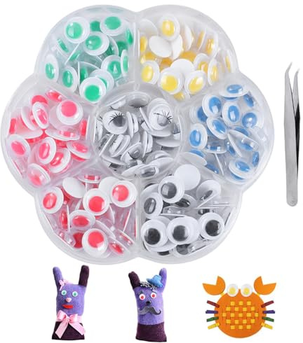 Occhi Finti autoadesivi - Confezione da 210 Pezzi per Artigianato Occhi mobili in Bianco e Nero, Tipo Adesivo, per lavori Fai-da-Te, Biglietti Fatti a Mano e Bambole | per Scrapbooking, Hobby e