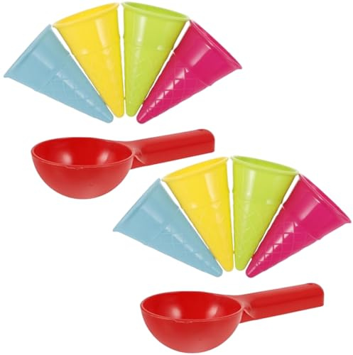 Juguetes de playa para niños de 1 a 3 años, 10 piezas de juguetes de playa, arena de plástico colorida, juego educativo y divertido de moldes para conos y cucharas de helado para niños, amantes de lo