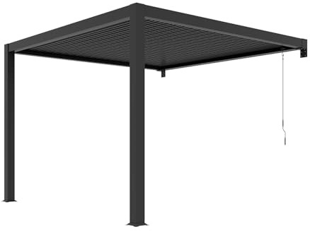 Vente-unique-PÈrgola adosada bioclim·Tica de Aluminio con Lamas orientables 9,36 m≤ - Antracita - SERADO