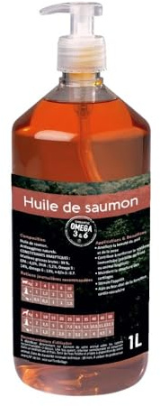 NUTRIVET - Alimenti complementari - Cani & Gatti - Olio di Salmone - Ricco di Omega 3 e 6 - Flacone Pompa 1L