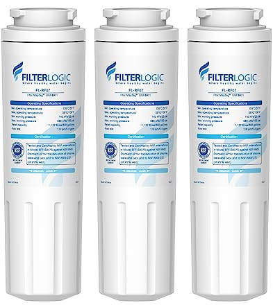 Filterlogic UKF8001 Replacement for EveryDrop® Filter 4, Whirlpool® EDR4RXD1, Maytag® 4396395, UKF8001AXX-200, UKF8001AXX-750, 46-9006, Puriclean II, FL-RF07, Refrigerator Water Filter, Pack of 3
