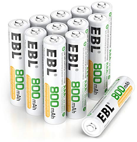 EBL Pilas AAA Recargables Ni-MH 1.2V, HR03 Ni-MH Precargadas & Baja Autodescarga 1200 Tech con Caja de Protección de Pila