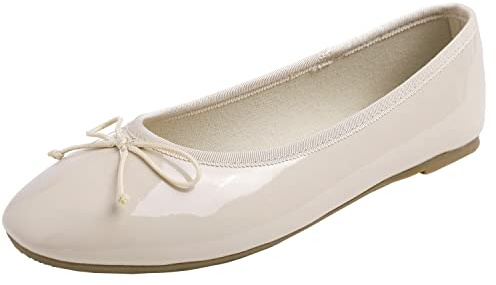Feversole Kvinnors Macaroon färgglada ballerinor Macaroon färgglada Memory Foam Cushion Insock Patent för kvinnor, Patent mjölk te, 41 EU