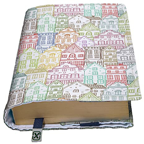 KAPAX FLEX -MOSSO Couverture de livre, Réglable pour livre broché, Tissu lavable, Impermeable, Protège-livre pour adulte (House)
