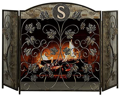 DOGOU Funkenschutzgitter Antik-Bronze-Funkenflammen-Feuerschutz, Extra Breit, 130cm, 3-teiliger Kaminschirm für Wohnzimmerdekoration/Innenherd, Faltzaun