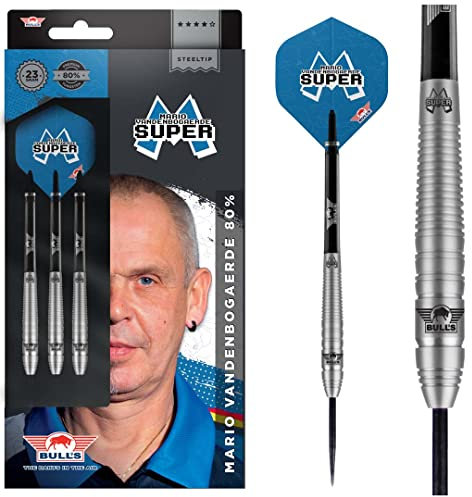 Bull's Mario Vandenbogaerde - 80 % tungstène - Flèches de fléchettes professionnelles - 23 g - Fléchettes pour joueurs de fléchettes professionnels