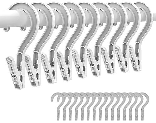 24pcs Laundry Hooks Clip Plastic Clothes Hangers Pins Super Strong Hanger Clips for Bathroom Travel Portable,White