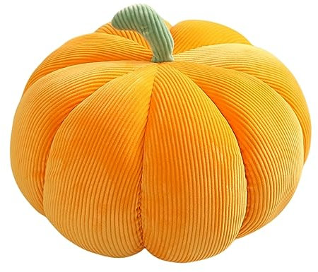 Herfair Cojín de calabaza 3D, fotografía, decorativo para Halloween (amarillo, 18 cm)