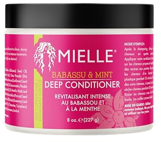 Mielle Babassu & Mint Deep Conditioner with Protein, Moisturising & Conditioning Deep Treatment, Hydrating Repair for Dry, Damaged, & Frizzy Hair, 227 ml (Pack of 1)