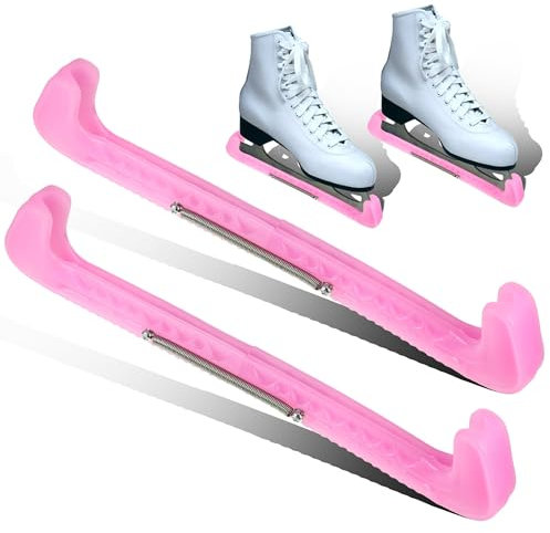WUISOLQP Schlittschuhschutz, Verstellbarer Spatenschutz, Kufenschoner für Eishockeyschlittschuhe Schlittschuh-Schutzvorrichtungen, Schutzhüllen Für Eishockey-Eiskunstlaufklingen (Rosa)